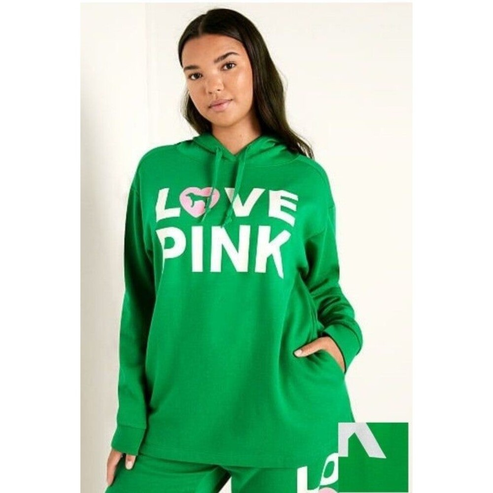 VS PINK CAMPUS HOODIE ORIGINALS GREEN M